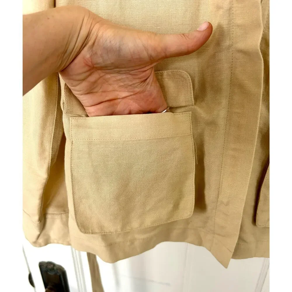Vintage 90's Linen/Rayon Cargo Jacket Size Small | Bandolino | Minimalist Style